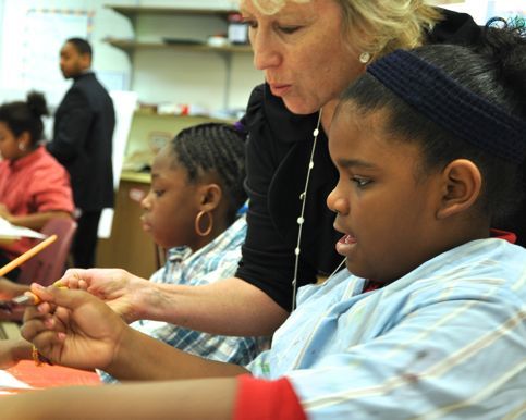 Museum professionals working with Galtier schoolchildren--Heidi Swanson