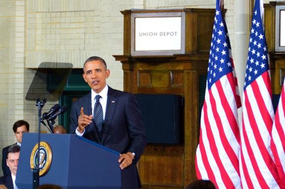 President Obama at Union Depot, photo by Kyle Mianulli