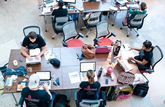 The atrium at Galvanize. Photo by Kara Pearson Gwinn of Confluence.