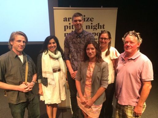 ArtPrize winner Bjorn Sparrman with judges, courtesy ArtPrize