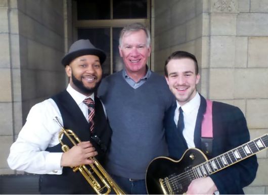 Mayor Chris Coleman (center) w Solomon Parham (left) and Spencer Christensen (right)