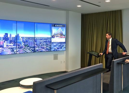 Managing director Blake Hastings demonstrates CBRE visualization tool