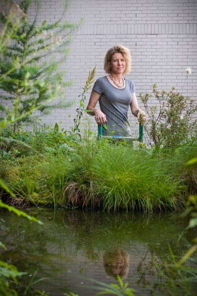 Christine Baeumler with her Tamarack Bog Installation at MCAD