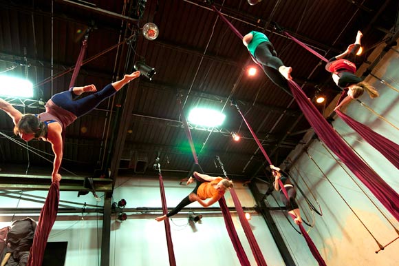 Aerialists practice at Xelias