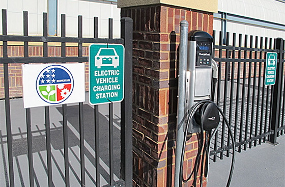 A charging station at Saint Paul's RiverCentre