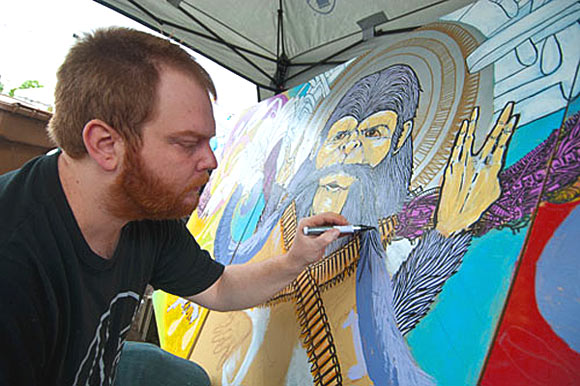 Chuck U working on Paint Pen Gorilla