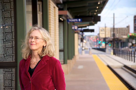 Camille LeFevre at the Westgate Station on the Central Corridor Light Rail Line