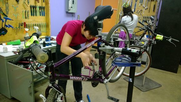 At work during a Women on Bikes event, photo courtesy Women on Bikes