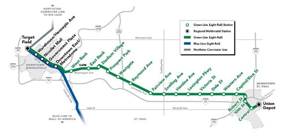 Green Line stops, courtesy Metro Transit 