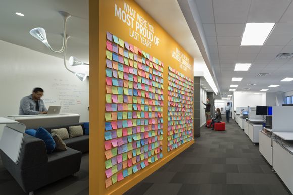 Outsell's Post-It note wall of achievements, photo by Jasper Sanidad