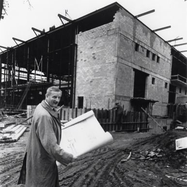 Tyrone Guthrie as the original Guthrie Theater was being built